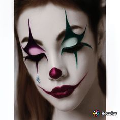 Halloween Jester Makeup, Juggalette Makeup, Aesthetic Drawings Sketches, Jester Makeup, Circus Makeup, Fantasy Make-up