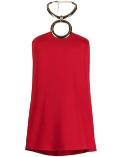 red/gold halterneck attached necklace lobster claw fastening concealed rear zip fastening side slits straight hem Scarlett Dresses, Halterneck Top, Necklace Collar, Wardrobe Edit, Halter Neck Top, Exclusive Fashion, Elie Saab, Underworld, Looks Vintage