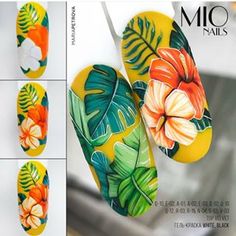 Tropical Nail Art, Fruit Nail Art, 3d Nail Art Designs, Nail Drawing, Tropical Nails, Daisy Nails, Nail Art Designs Diy, Nail Art Designs Videos, Floral Nail Art