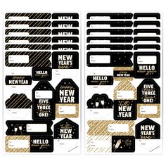 black and gold new year's stickers