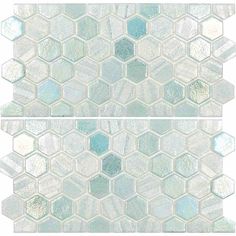 Recycled Hex Iridescent Glass Tile Aqua (Two 6 X 12 Pieces) for swimming pool waterline Pool Waterline, Iridescent Glass Tiles, Recycled Glass Tile, Glass Pool Tile, Recycled Tile, Hexagon Mosaic Tile, Backsplash Bathroom, Shower Walls, Spa Water