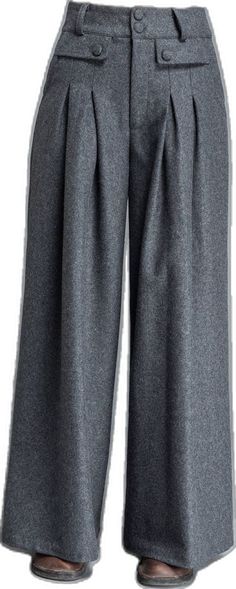 Winter Pleated Full Length Bottoms, Gray Wide Leg Bottoms For Winter, Gray Wide Leg Pants With Pockets For Fall, Gray Full Length Wide Leg Pants For Fall, Gray Wide Leg Pants For Winter, Winter Pleated Gray Bottoms, Winter Gray Pleated Bottoms, Pleated Gray Winter Bottoms, Gray Pleated Winter Bottoms