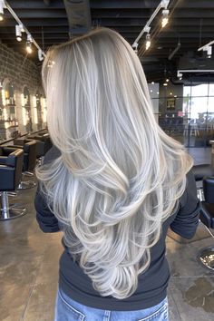 40+ Gorgeous Long Layered Haircuts You Have To See ASAP - Flo's Blog Long Layered Salt And Pepper Hair, Long Layered White Hair, Layers For Medium Length Hair Blonde, Subtle Shag Haircut Long, Long Layered Gray Hair, Silver Shag Haircut, Layered Silver Hair, Platinum Hair With Bangs, Layered Haircuts On Long Hair