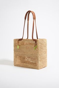 Large natural raffia tote bag Natural Woven Leather Straw Bag For Shopping, Casual Leather Crochet Bag For Shopping, Casual Leather Crochet Shopping Bag, Natural Leather Beach Bag For Shopping, Leather Crochet Bag With Braided Handles For Shopping, Shopping Straw Bag With Woven Leather Double Handle, Brown Rectangular Woven Leather Beach Bag, Summer Rectangular Leather Crochet Bag, Summer Leather Crochet Bag, Rectangular