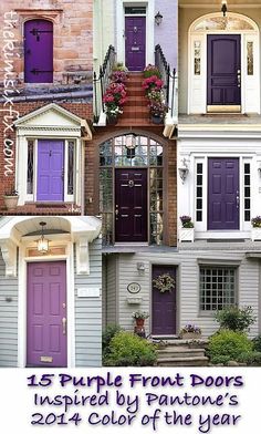 purple doors and windows are featured in this instagram