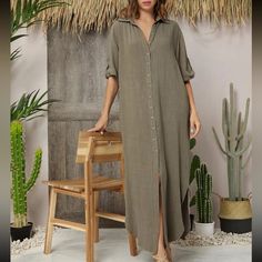 70% Viscose, 30% Linen Tag S Fits 4, Tag M Fits 6, Tag L Fits 8/10, Tag Xl Fits 12 , 1xl Fits 14, 2xl Fits 16, 3xl Fits 18, 4xl Fits 20, 5xl Fits 22 Ships In 3-4 Business Days We Carry A Vast Collection Of Winter Fall Summer Spring Boho Gypsy Hippie Beachy Birthday Gift Resort Bohemian Preppy Girly Trendy Date Night Minimalist Y2k Cottagecore 90s 00s 70s Christmas Dress Thanksgiving Date Night Wedding Guest Boho Bridesmaid Date Night Office Work Sexy Modest Festival Contemporary Layer Classic Tr Sassy Fashion, Green Shirt Dress, Button Front Shirt Dress, Business Formal Dress, Boho Bridesmaid, Maxi Shirts, Formal Dresses Gowns, Plain Shirt, Dress Shirt Sleeves