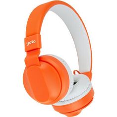 the sony headphones are orange and white