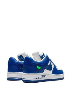 Nike x Louis Vuitton Air Force 1 Low "Virgil Abloh - White/Blue" Sneakers - Farfetch Louis Vuitton Air Force 1, Jordan Alexander, Lanvin Sneakers, Gucci T Shirt, Dior Sneakers, Balenciaga Sneakers, Air Jordan Sneakers, Swoosh Logo, Air Force 1 Low