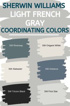 the color scheme for sherylin williams's light french gray coordinating colors is shown in