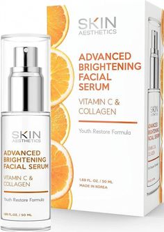 Amazon.com: Vitamin C Serum With Collagen - Dermatologist Tested - Korean Skin Care for Dark Spots & Skin Brightening - Anti Aging & Acne Facial Serum - Cruelty Free - All Skin Types - 1.69 oz by Skin Aesthetics : Beauty & Personal Care Clean Skin Aesthetic, Forehead Acne, Skin Aesthetic, Wrinkle Free Skin, Skin Aesthetics, Collagen Serum, Dark Spots On Skin, Skin Collagen, Acne Facial