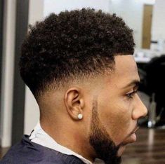 Undercut Curly Hair, Beard Fade