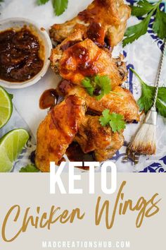 keto chicken wings with cilantro and lime on the side