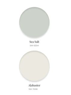 three different shades of white paint with the names sea salt, aquabatter and sea salt