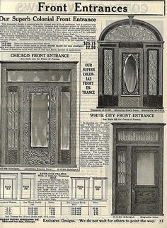 an old advertisement for front entrance doors