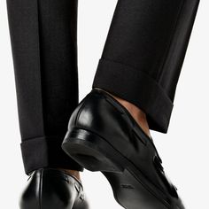 These polished black tassel loafers, meticulously crafted in Italy from fine Italian calf leather, feature a sleek leather sole and are crafted in durable Goodyear construction. Luxury Semi-formal Tassel Loafers With Leather Sole, Black Classic Slip-on Tassel Loafers, Semi-formal Black Tassel Loafers With Leather Lining, Timeless Black Slip-on Tassel Loafers, Luxury Men's Semi-formal Tassel Loafers, Tassel Loafers, Fashion Advice, Calf Leather, The Black