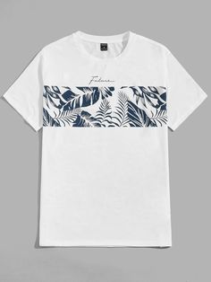 White Vacation  Short Sleeve Polyester Letter,Tropical  Embellished Slight Stretch Summer Men Tops Tropical T Shirt Designs, Men T Shirt Design Ideas, Unique Tshirts Designs, Graphic Tshirt Design Ideas, Men Tshirt Design, Tropical Tshirts, Minimalist Tshirt Design, Graphic Print Tshirt, Minimal Shirt Design