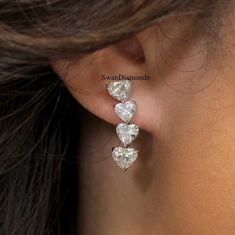 Heart Shape Moissanite Diamond Wedding Earrings, 18K White Gold Earrings, Diamond Dangle Drop Earrings, Classic Earrings, Bridesmaid Gift ❁Detail about stones Moissanite & Simulated Stone: ----------------------------- Stone Shape : Heart Cut  Stone Size : 6 MM, 5.50 MM, 5 MM Weight: 4.72 TCW Color: Colorless Cut: Excellent Clarity: VVS ❁ You Can be Planning to place your custom order, Then Do it by onwards. ↣ handmade moissanite made by craftsman with full of festinating and brilliance. As well Diamond Wedding Earrings, Diamond Earrings Wedding, Earrings Classic, Earrings Bridesmaid, Etsy Bridesmaid Gifts, Classic Earrings, Heart Shaped Earrings, Earrings Diamond, Heart Drop Earrings