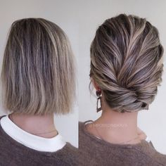 Verscholen knotje voor kort halflang haar Glam Hairstyles For Medium Hair, Bun Hairstyles For Short Hair, Short Medium Hair, Neck Length Hair, Updos For Short Hair, Rosa Hair, Short Hair Bun, Mother Of The Bride Hair