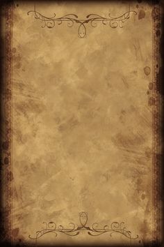 an old parchment paper with ornate scrolls on the edges and a brown border around it