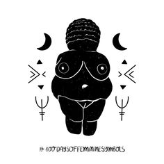 a black and white drawing of a person with the words today's feminine symbols