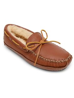 Tan Sheepskin Hardsole Moccasin Indulge in luxury with our Tan Sheepskin Hardsole Moccasin. Made with a soft, genuine moosehide upper and lined with plush sheepskin, this men's moccasin provides unmatched comfort and warmth for those chilly winter days. Treat your feet to the ultimate cozy experience. Moose Slippers, Minnetonka Slippers, Mens Moccasin Slippers, Carmel Color, Slippers Online, Moccasins Mens, Comfortable Slippers, Moccasins Slippers, Mens Slippers