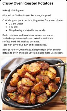 Omit pepper for AWD Roasted Recipes In Oven, Breakfast Potatoes Recipe Oven, Crispy Oven Roasted Potatoes Baking Soda, Oven Cooked Recipes, How To Make Roasted Potatoes In The Oven, Things To Make With Small Potatoes, Oven Baked Crispy Potatoes, Crispy Breakfast Potatoes Oven, Healthy Dinner Recipes Potatoes