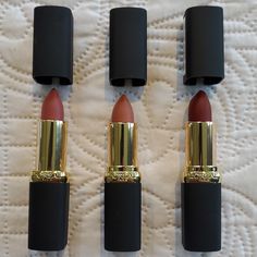 Lot Of 3 Different Colors Of L'oreal Paris Colour Riche Matte Lipsticks. Colors Are 405-Doesn't. 725-Mauve & 735-Cafe. All New. Never Used. Lipsticks Colors, Loreal Lipstick, Matte Lipsticks, Lancome Makeup, Juicy Couture Charms, Lipstick Collection, Linen Bag, Lip Stain, L Oreal