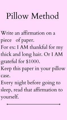 Pillow Method, How To Believe, Manifestation Meditation, Spiritual Journals, Vie Motivation, Spiritual Manifestation, Manifestation Law Of Attraction, Manifestation Journal, Manifesting Money