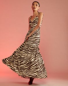 Wild Side Silk Dress – Cynthia Rowley Zebra Dress, Silk Maxi, Holiday Party Outfit, Silk Maxi Dress, Studded Leather, Cynthia Rowley, Tie Dress, Tiered Dress, Invisible Zipper