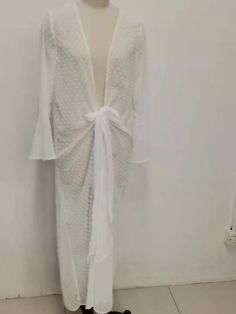 White Beach Cover Up, Solid Color Bikinis, Outwear Fashion, Bohemia Style, Beach Coverup Dress, Summer Cardigan, Cover Up Dress, Beach Dress, Dot Print