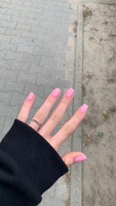 Short Work Nails Pink, Square Short Pink Nails, Short Square Gel Manicure, Solid Color Nails Acrylic Coffin Short, Pink Nails Square Short, Light Pink Gel Nails Short, Pink Square Nails Short, Pink Nails Ideas Short, Rounded Square Acrylic Nails