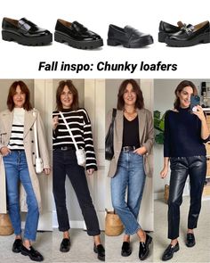 Loafers Outfit Chunky, Chunkie Loafers Outfit, Loafers For Women Outfit 2023, Office Loafers Women, Loafers Look Women, Black Loafers Outfit 2023, Lug Shoes Outfit, Black Loafer Outfits Women Fall, Loafer Chunky Outfit