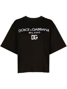 logo-print short-sleeve T-shirt from DOLCE & GABBANA featuring black, cotton, logo print to the front, round neck, short sleeves and straight hem. Dolce And Gabbana Shirts, Dolce E Gabbana, Dress Clothes, Cotton Logo, Jersey Shirt, Dolce & Gabbana, Logo Print, Printed Shorts, Black Tshirt