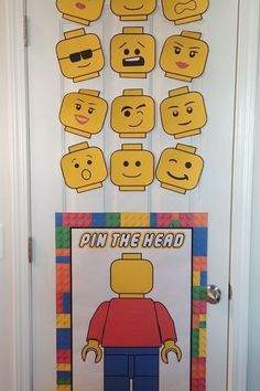 the door is decorated with lego characters