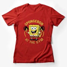 Funny Gym Spongebob T-Shirt, Cartoon Workout Tee, Unisex Fitness Shirt, Casual Athletic Apparel, Gift for Cartoon Fans Female T-Shirt Custom graphic T-Shirt.Customize your color Screen Print Crew Neck Top For Gym, Cotton Tops With Sublimation Print For Gym, Yellow Tops With Screen Print For Sports, Short Sleeve Gym Tops With Sublimation Print, Funny Red Tops With Cartoon Print, Funny Red Pre-shrunk Tops, Funny Short Sleeve Sports Top, Funny Short Sleeve Tops For Sports, Funny Yellow Short Sleeve Tops