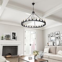 Wagon wheel chandelier, black finish lamp frame, thickening iron, no fading, anti-rust and anti-corrosive processing, easy cleaning. Assembly easy, hard-wired, installation required, includes all mounting hardware for quick and easy installation, enjoying simple setup fun. E12 Bulbs Base, The island light for the kitchen requires an E12 bulb, such as incandescent, CFL, LED, and halogen bulbs (Bulbs Not Included). Application, Great piece for living room, foyer, staircase, hallway, dining room or Tall Living Room Chandelier, Black Round Chandelier, Wheel Chandelier Living Room, Wagon Wheel Chandelier Living Room, Living Room Chandelier Low Ceiling, Candle Chandelier Hanging, Vintage Candle Chandelier, Black Light Fixtures, Black Industrial Chandelier