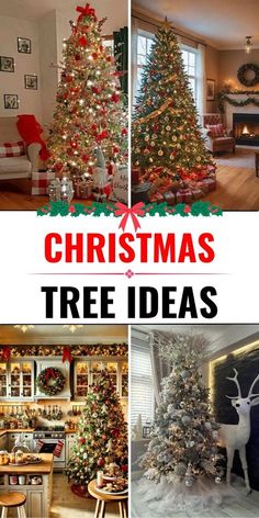 christmas tree decorating ideas for the living room and dining room with text overlay