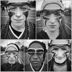 four different pictures of people with their faces painted to look like they are wearing glasses