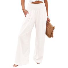 Reposhing This Item I Purchased From @Mackooniebug. Too Large For Me. Never Worn, Except To Try On. Questions? Leave A Comment Below! Baggy Bottoms With Elastic Waistband For Vacation, Baggy Wide Leg Pants With Elastic Waistband For Beach, Baggy High Waist Harem Pants For Vacation, White High Waist Harem Pants For Vacation, White Baggy Harem Pants For Vacation, Chic Summer Pants With Smocked Back, Baggy White Harem Pants For Vacation, Baggy Summer Pants With Elastic Waistband, Summer Baggy Pants With Elastic Waistband