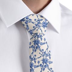 These elegant and artistic floral ties are based on an 18th century French toile design, but they are made from a modern material -- recycled plastic water bottles! Milled to look and feel like silk, these eco-friendly ties are printed instead of dyed with chemicals like silk is. That makes them far better for the environment. The color is fully customizable, making this artistic design perfect for weddings. As shown, the Floral Toile necktie is an elegant way to add subtle detail and texture to Floral Ties, Toile Design, Floral Toile, French Toile, Plastic Water Bottles, Navy Suit, Small Bows, Kids Pillows, Eco Friendly Fabric