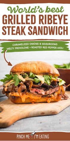 the world's best grilled ribeye steak sandwich