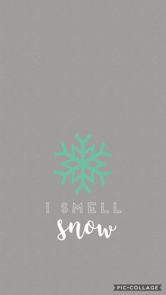 a snowflake with the words i smell snow written in white on a gray background