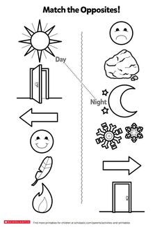 the opposite line worksheet for kids to learn how to draw and color it