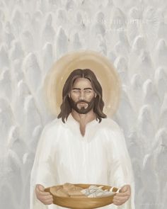 He Feeds the Thousands - Jesus is the Christ Prints Jesus Feeds The 5000, Mormon Memes, Pictures Of Christ, Lds Art, Christian Images, Jesus Christ Art, World Of Art, Jesus Art, Sketches Easy