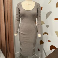 H&M Sweater Dress. New With Tags. Color Is Gray-Ish Brown. Hits Below The Knee. Beige Fitted Bodycon Dress For Fall, Fitted Beige Bodycon Dress For Fall, Beige Bodycon Dress For Fall Night Out, Beige Bodycon Dress For Night Out In Fall, Fitted Knee-length Neutral Mini Dress, Fitted Neutral Knee-length Mini Dress, Fall Beige Midi Bodycon Dress, Beige Midi Length Bodycon Dress For Fall, Fitted Beige Midi Dress For Brunch