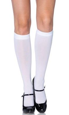 Party Always Opaque Nylon Knee High Socks - 2 Colors Available – Indie XO High Knee Socks Outfit, White Knee High Socks, Thigh High Tights, Wedding Socks, Knee High Stockings, Sock Outfits, Knee Highs, Thigh High Boots Heels, Thigh High Socks