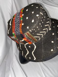 Hat, Bucket Style, Panama, Mudcloth, Kente, Unisex Styling, Wearable Art, One of a kind, fits size to 26 1/2 inches, over big hair and Dread Locks. Dread Locks, Stylish Men Wear, Black Hats, Upcycle Ideas, Men Wear, Grand Rapids Mi, Bucket Hats, Mud Cloth, Grand Rapids