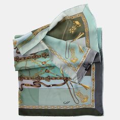 This elegant equestrian design in rich tones of mint, olive, robins egg blue and laurel is made from luxurious, buttery soft silk satin. This piece is a classic addition to any wardrobe, and I love how it adds a polished finishing touch to any look. It’s the perfect way to bring a bit of timeless style and sophistication to your outfits. Details Classic foulard size: Approx. 35" x 35" (90 x 90cm). Once made famous by the likes of Audrey Hepburn, Sophia Loren and Grace Kelly, a foulard will alway Green Silk Scarf For Formal Occasions, Formal Green Silk Scarf, Elegant Green Silk Scarf, Elegant Green Satin Silk Scarf, Equestrian Design, Italian Silk Scarf, Como Italy, Small Boutique, Robins Egg