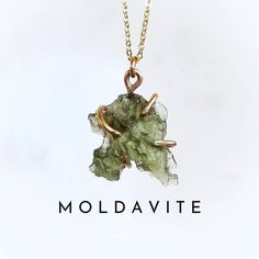 MOLDAVITE Necklace Raw Moldavite Necklace Gold or Sterling | Etsy Meteor Impact, Crossville Tn, Pyrite Necklace, Raw Stone Jewelry, Raw Stone, Raw Crystal, Green Glass