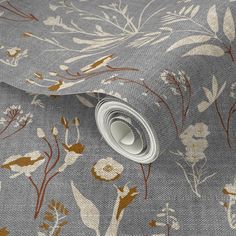 an image of a wallpaper with flowers and leaves in grey colors on the background